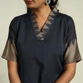 Buy Blue Mercerised Cotton Straight Dharwad Kurta