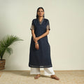 Buy Blue Mercerised Cotton Straight Dharwad Kurta