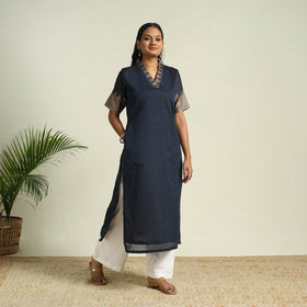 Buy Blue Mercerised Cotton Straight Dharwad Kurta