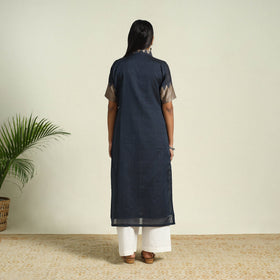 Buy Blue Mercerised Cotton Straight Dharwad Kurta
