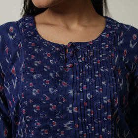 Buy Blue Mercerised Cotton Straight Pochampally Ikat Kurta