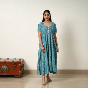 Buy Mercerized Cotton Flared Pochampally Ikat Dress
