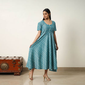 Buy Mercerized Cotton Flared Pochampally Ikat Dress