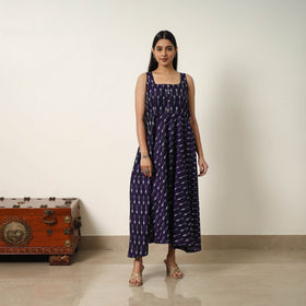  Mercerized Cotton Flared Pochampally Ikat Dress