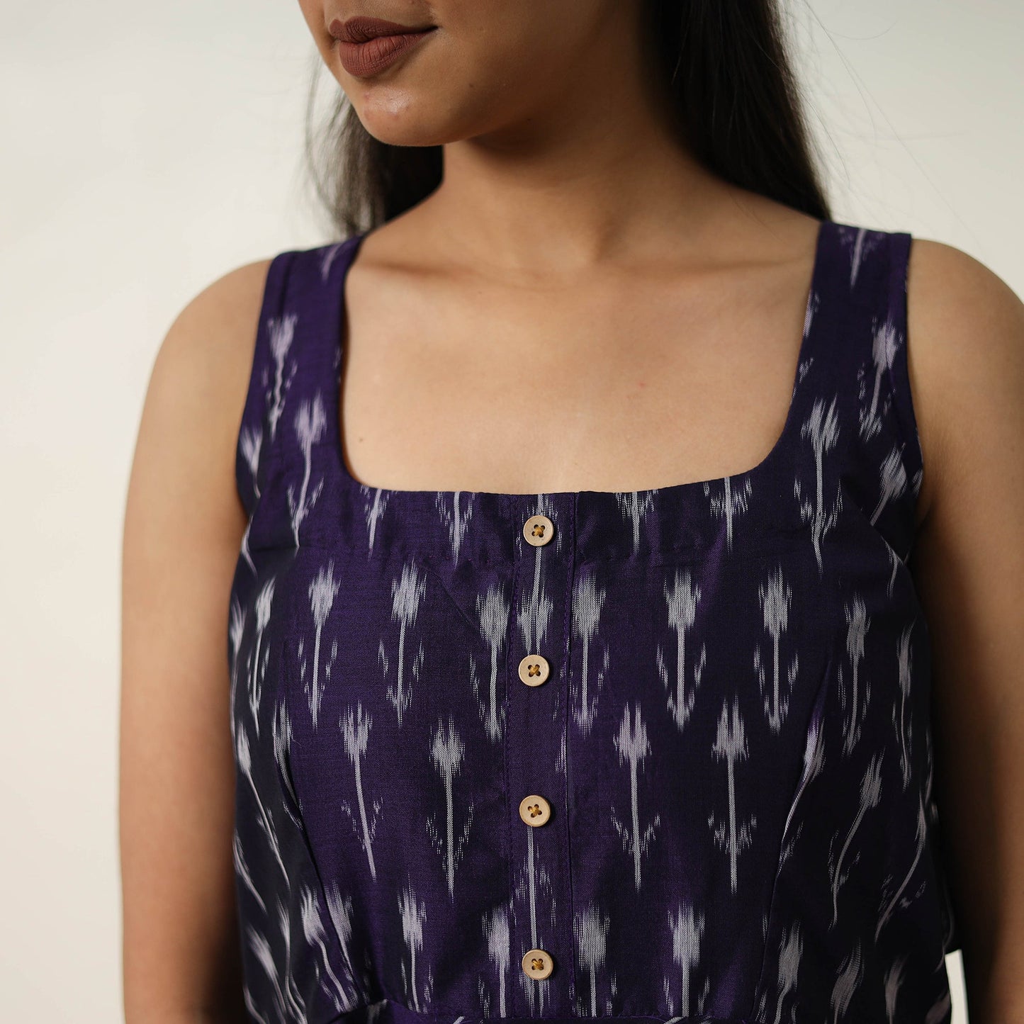  Mercerized Cotton Flared Pochampally Ikat Dress