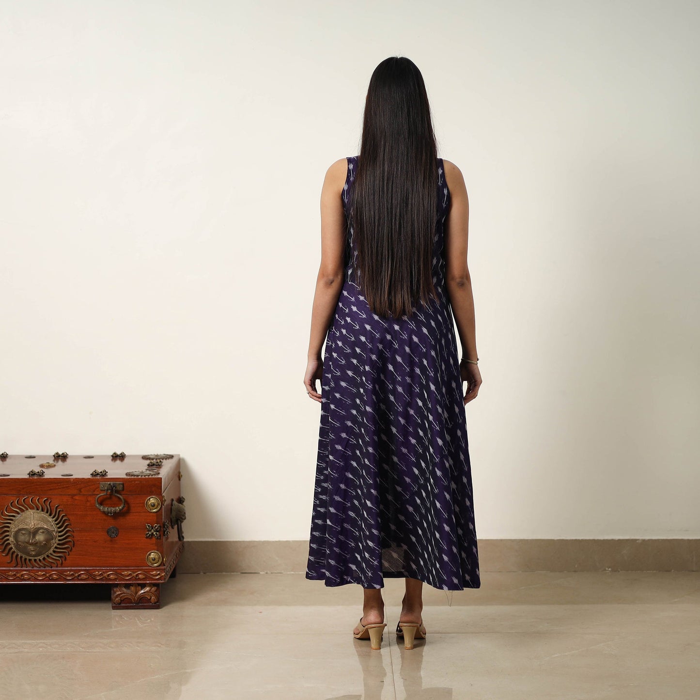  Mercerized Cotton Flared Pochampally Ikat Dress