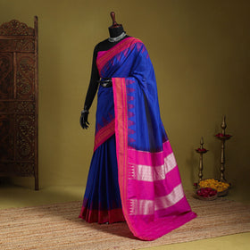 Blue - mercerized cotton ilkal saree with blouse 19