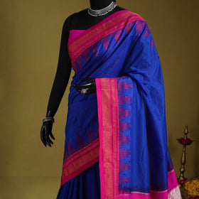 Blue - mercerized cotton ilkal saree with blouse 19