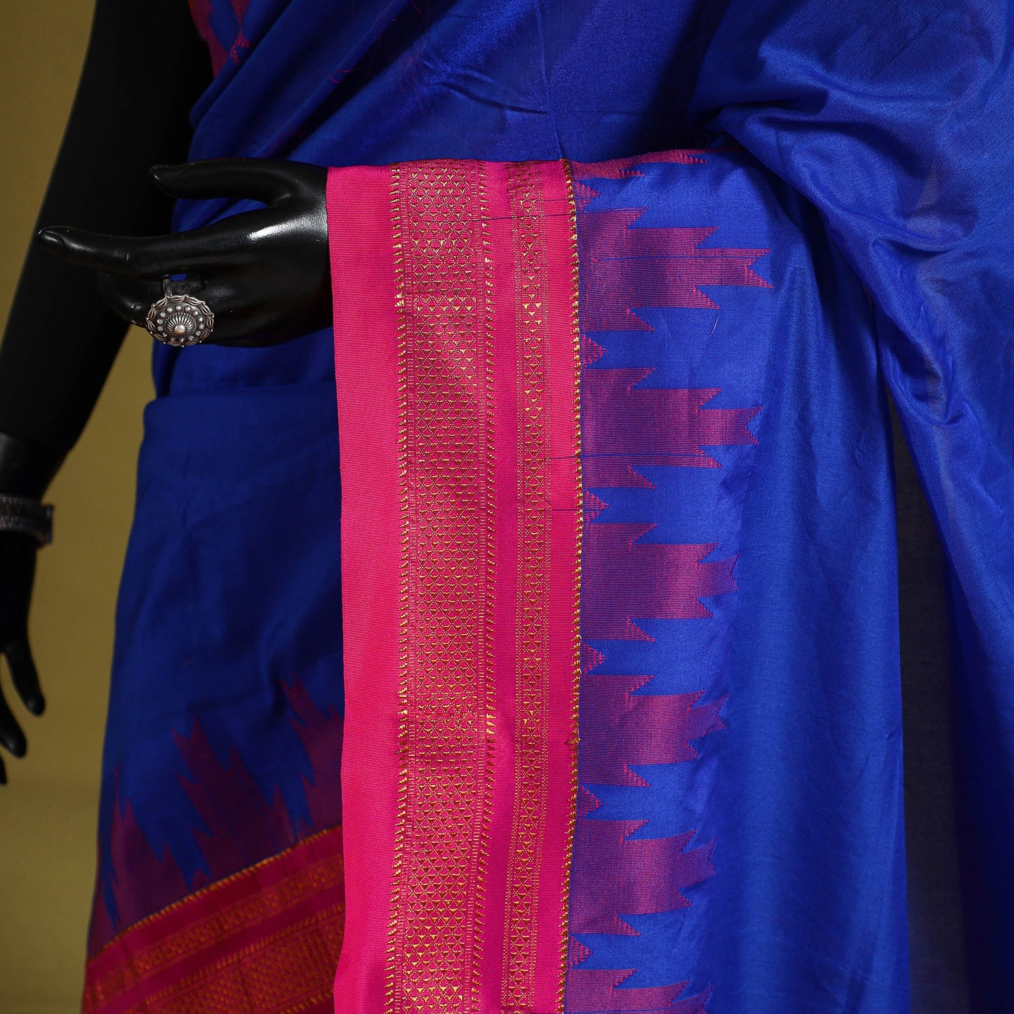 Blue - mercerized cotton ilkal saree with blouse 19