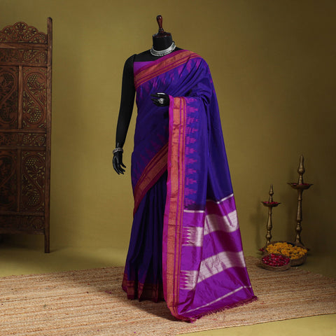 Blue - mercerized cotton ilkal saree with blouse 39