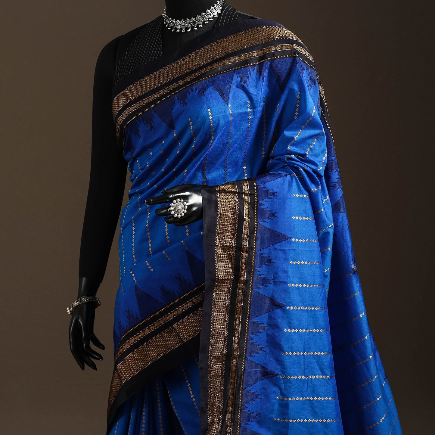 Mercerized cotton zari stripes ilkal saree with chikki