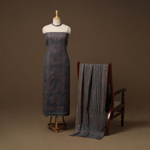 Merino wool natural dyed hand 3pc unstitched dress material