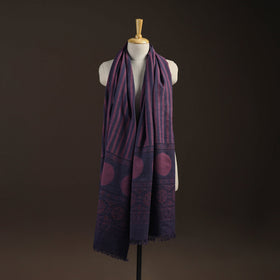 Black - merino wool natural dyed handwoven hand shawl 11