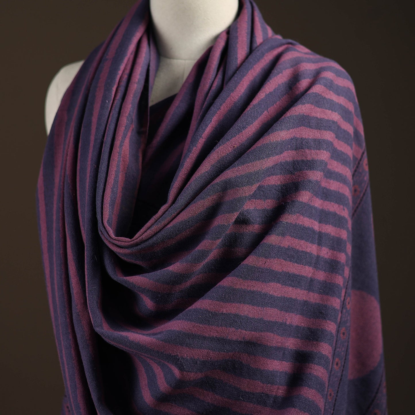 Black - merino wool natural dyed handwoven hand shawl 11