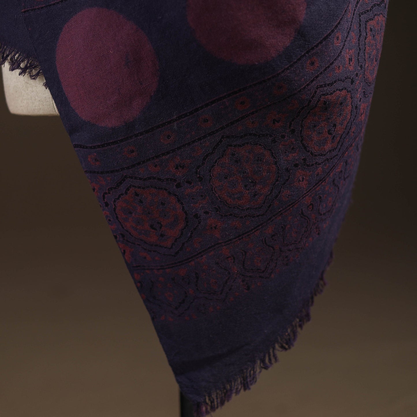 Black - merino wool natural dyed handwoven hand shawl 11