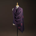 Black - merino wool natural dyed handwoven hand shawl 11