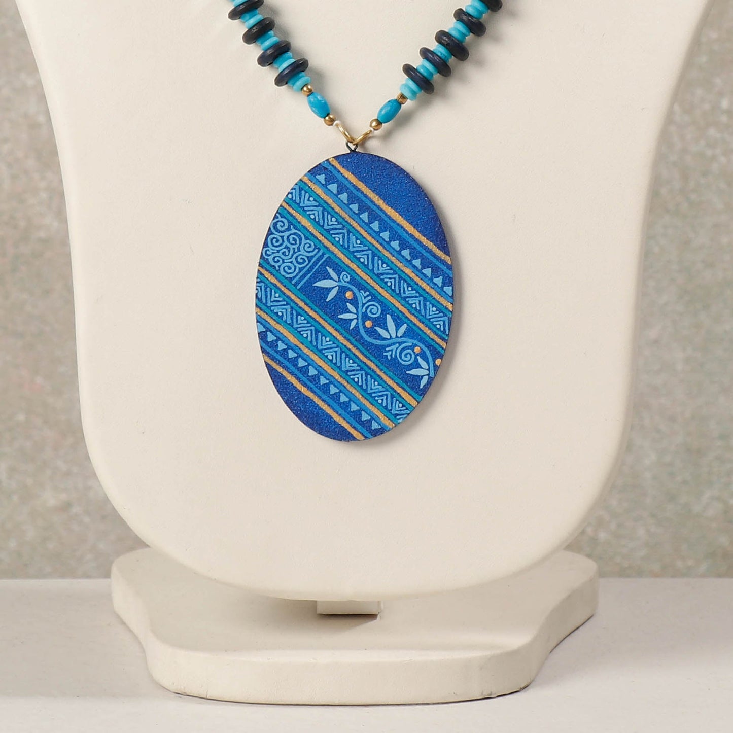  Miniature Hand-painted Wooden Necklace With Beads 