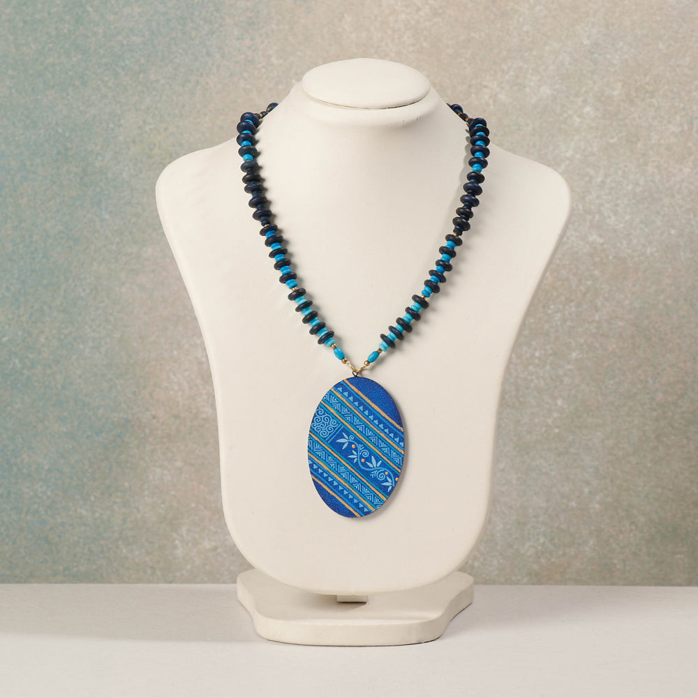  Miniature Hand-painted Wooden Necklace With Beads 
