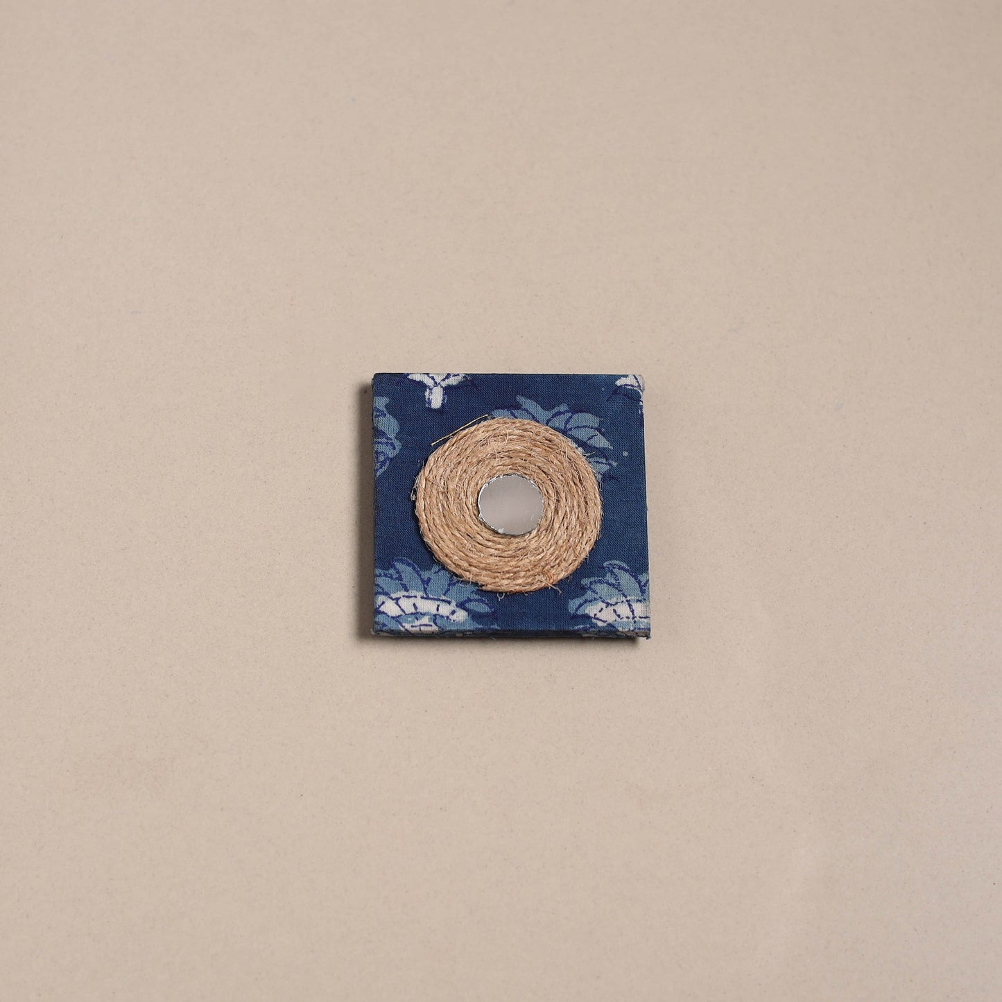 Blue - mirror work handmade fabart jute magnet 18
