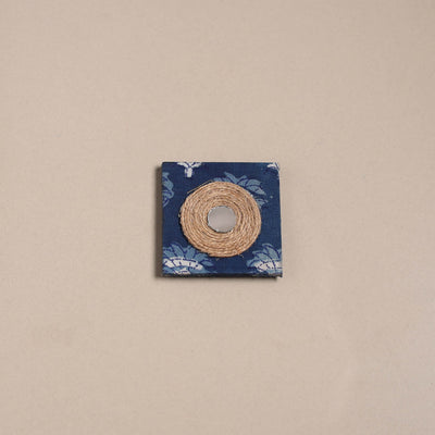 Blue - mirror work handmade fabart jute magnet 18
