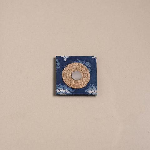 Blue - mirror work handmade fabart jute magnet 18