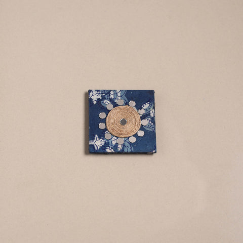 Blue - mirror work handmade fabart jute magnet 21