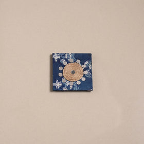 Blue - mirror work handmade fabart jute magnet 21