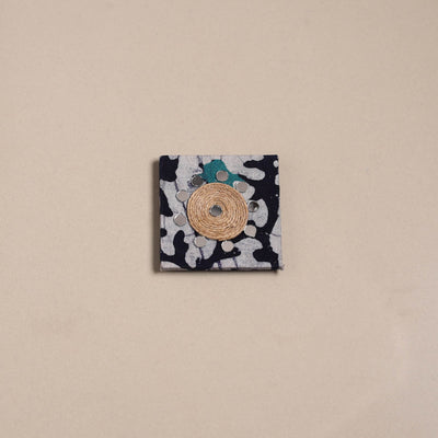 Blue - mirror work handmade fabart jute magnet 22