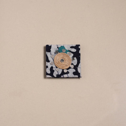 Blue - mirror work handmade fabart jute magnet 22
