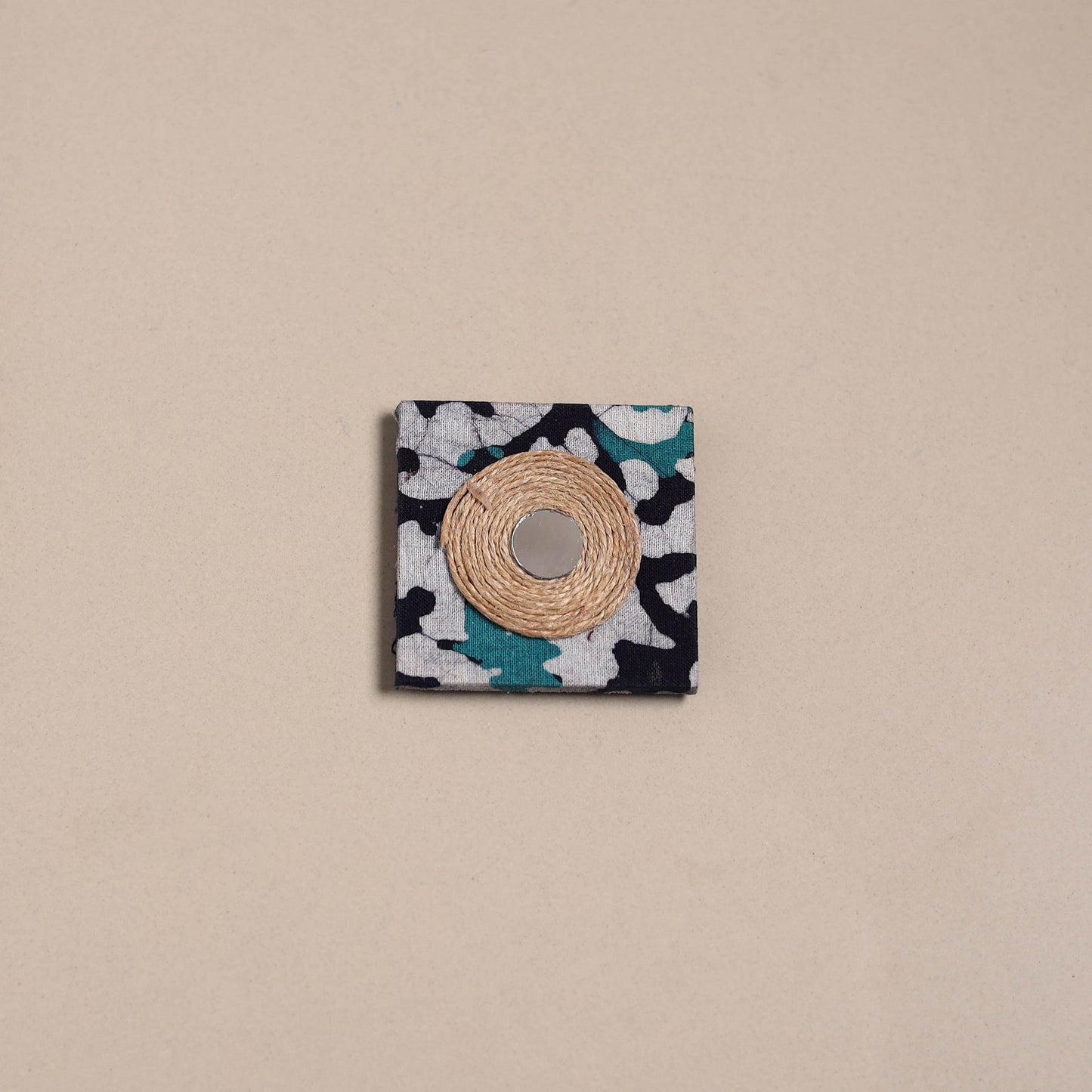 Mirror work handmade fabart jute magnet 25 - handcrafted