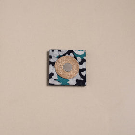 Mirror work handmade fabart jute magnet 25 - handcrafted