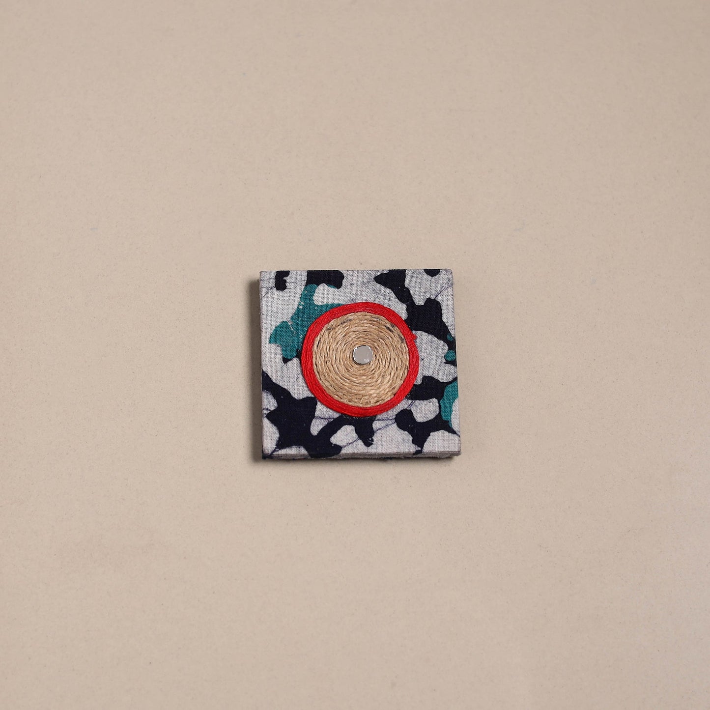 Mirror work handmade fabart jute magnet 28 - handcrafted