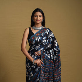 Buy Modal Silk Block Print Bagru Saree 