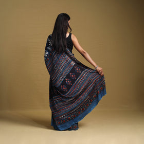 Buy Modal Silk Block Print Bagru Saree 