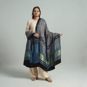 Blue - modal silk dupatta 29 - handcrafted