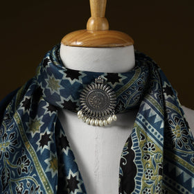 Modal silk pendant necklace scarf 56 - handcrafted