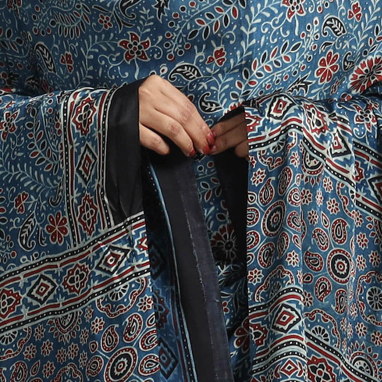 Blue - modal silk dupatta 04 - handcrafted