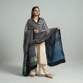 Blue - modal silk dupatta 29 - handcrafted