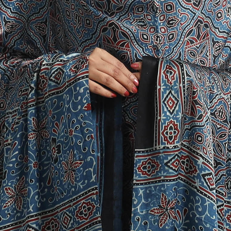 Modal Silk Block Print Ajrakh Dupatta