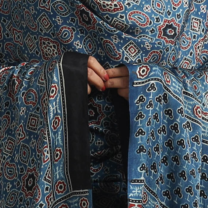 Blue - modal silk dupatta 55 - handcrafted