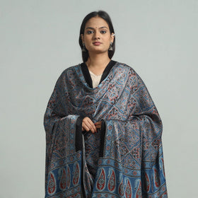Blue - modal silk dupatta 57 - handcrafted