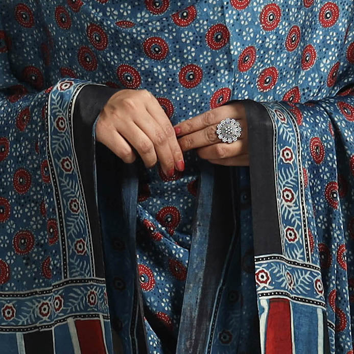 Blue - modal silk dupatta 59 - handcrafted