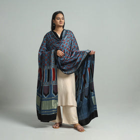 Blue - modal silk dupatta 59 - handcrafted