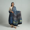 Blue - modal silk dupatta 62 - handcrafted