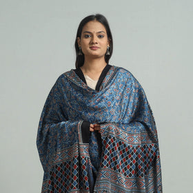 Blue - modal silk dupatta 62 - handcrafted