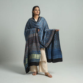 Blue - modal silk dupatta 62 - handcrafted