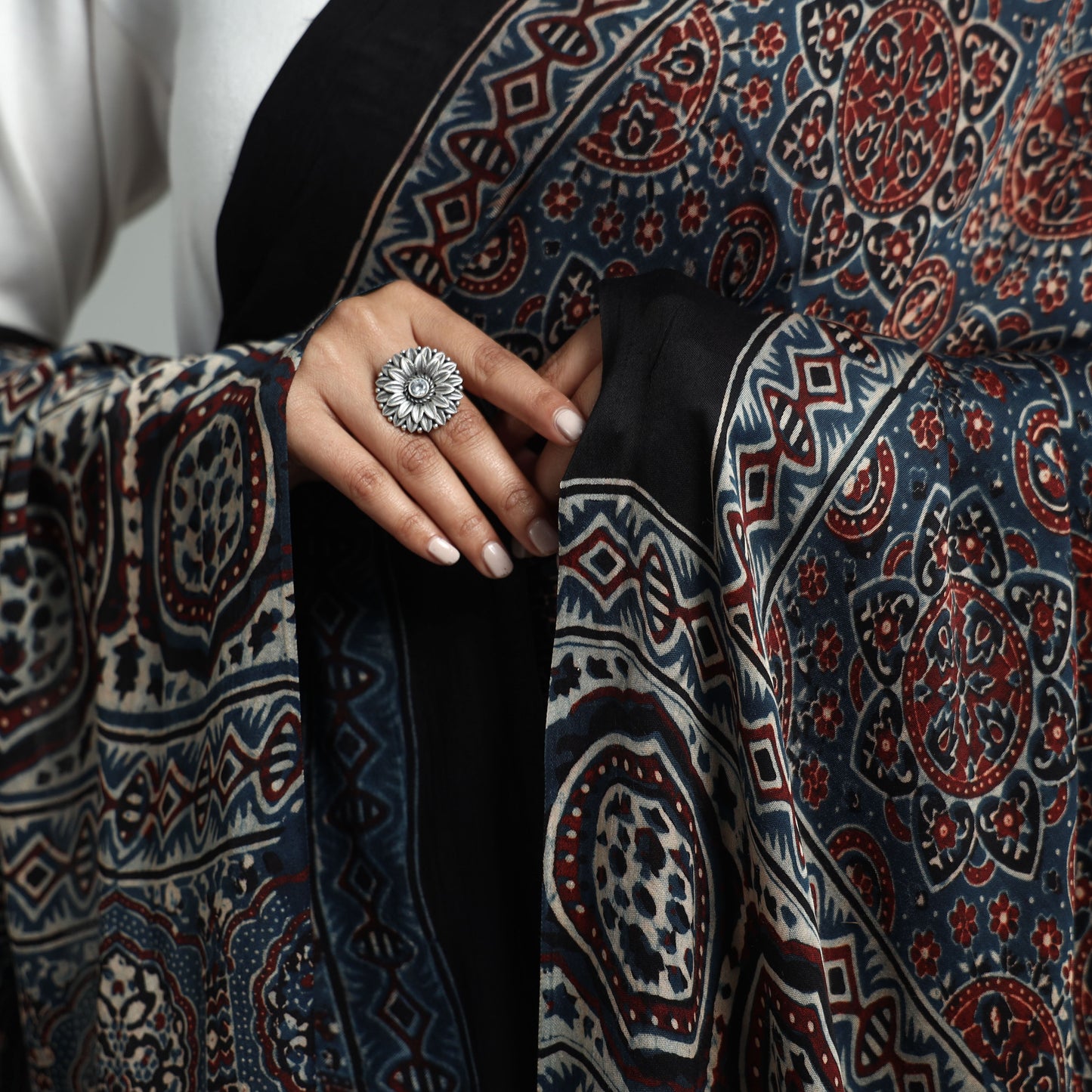 Buy Modal Silk Block Print Ajrakh Dupatta