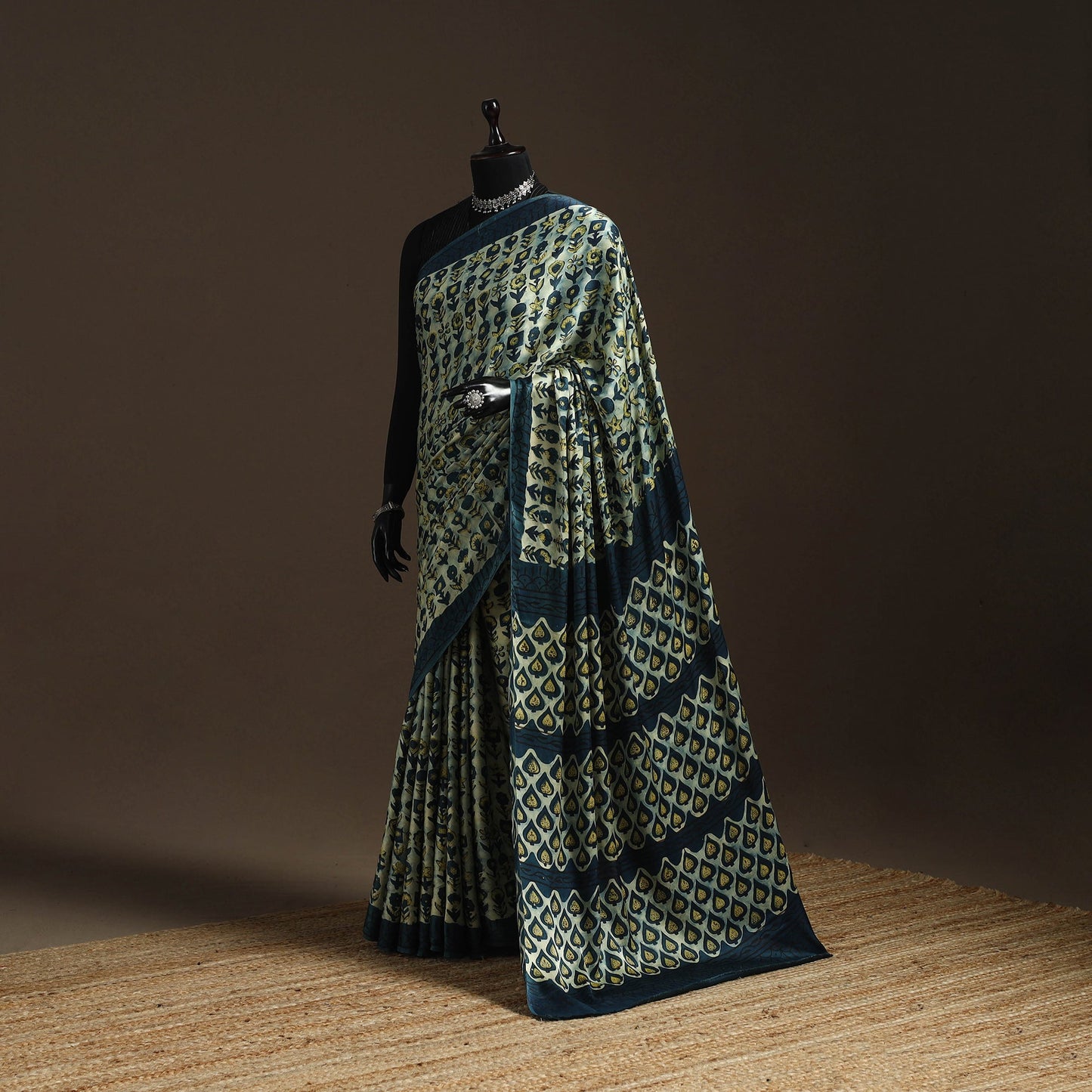 Modal silk hand bagru saree 36 - handcrafted