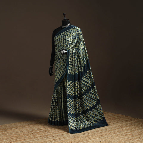 Modal silk hand bagru saree 36 - handcrafted