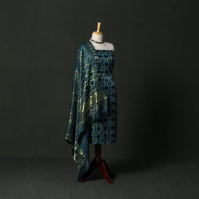 Modal silk hand block bagru print 2pc unstitched dress